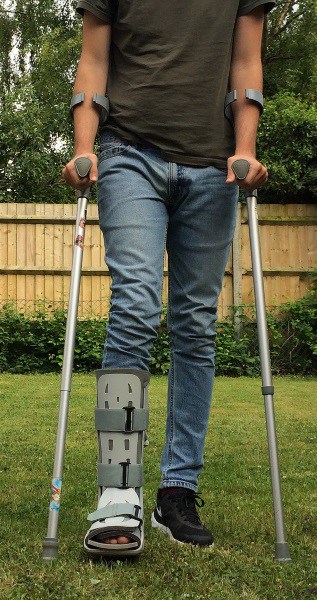 Crutches with walker boot